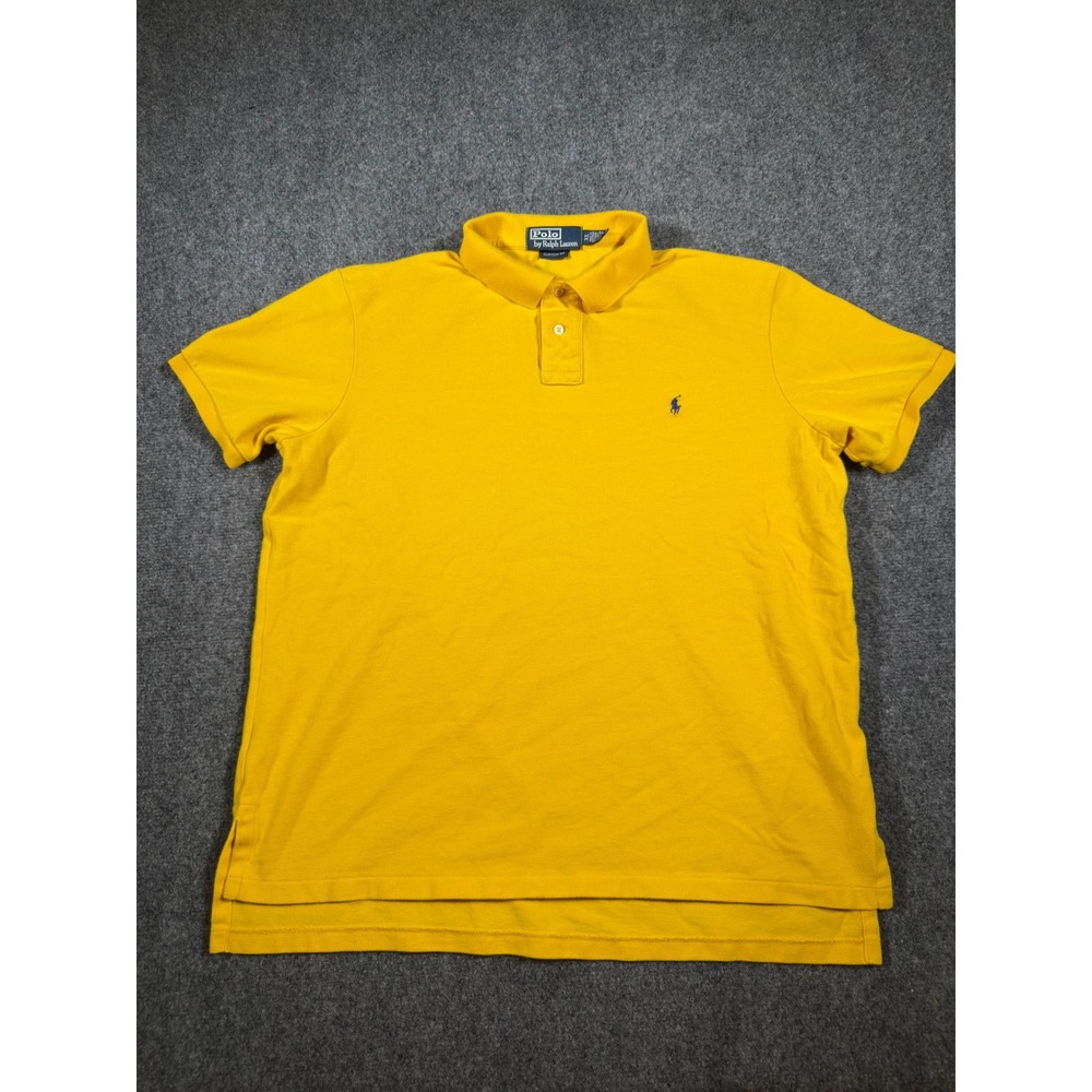 Vintage Polo Ralph Lauren Custom Fit Polo Shirt Mens XL Yellow SS Cotton